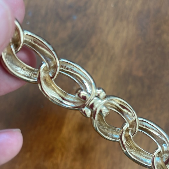 🎃 Alexis Bittar Metallic Gray Lucite Gold-Tone Chain Link Bangle Bracelet - Picture 8 of 12